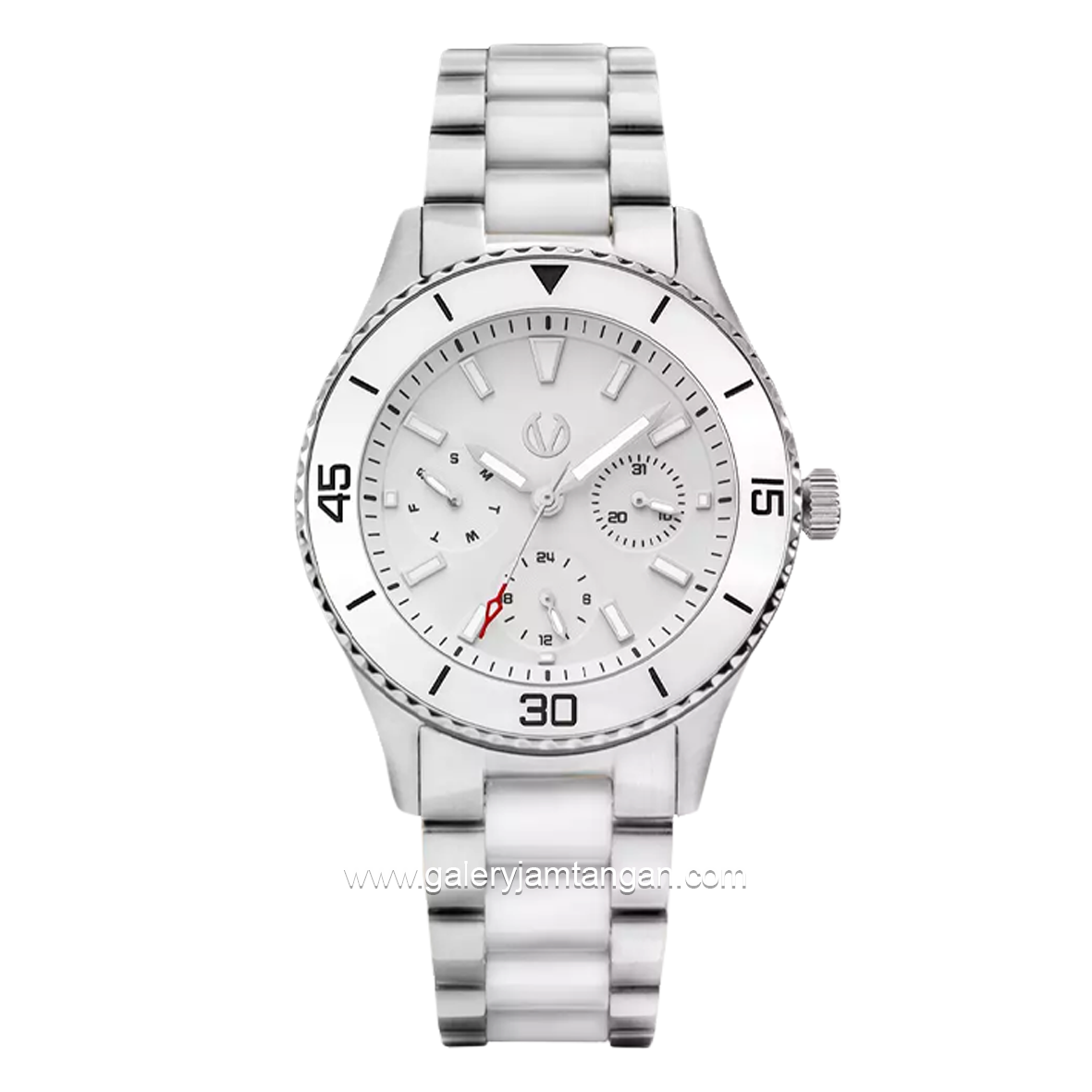 CHRIST VERRA CV 12351L-51 WHT Combination Silver White Stainless Steel Ceramic Strap