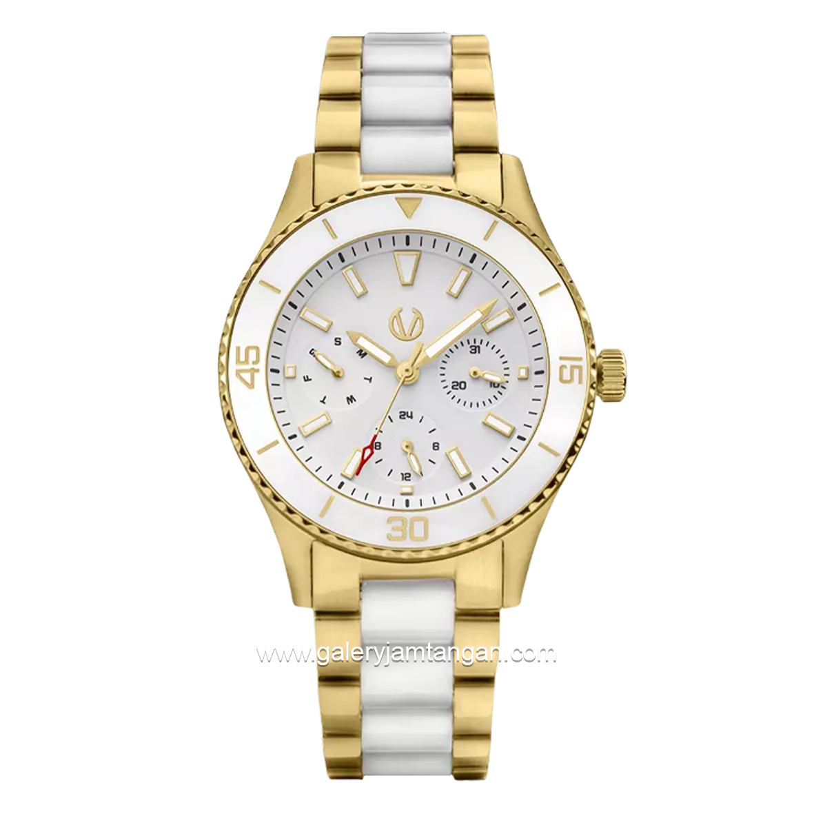 CHRIST VERRA CV 12351L-52 WHT Combination Gold White Stainless Steel Ceramic Strap