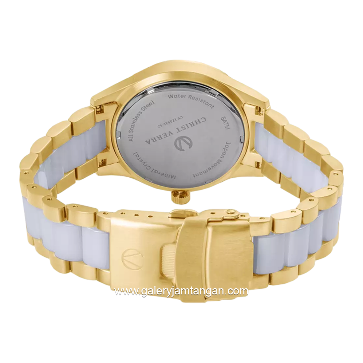 CHRIST VERRA CV 12351L-52 WHT Combination Gold White Stainless Steel Ceramic Strap