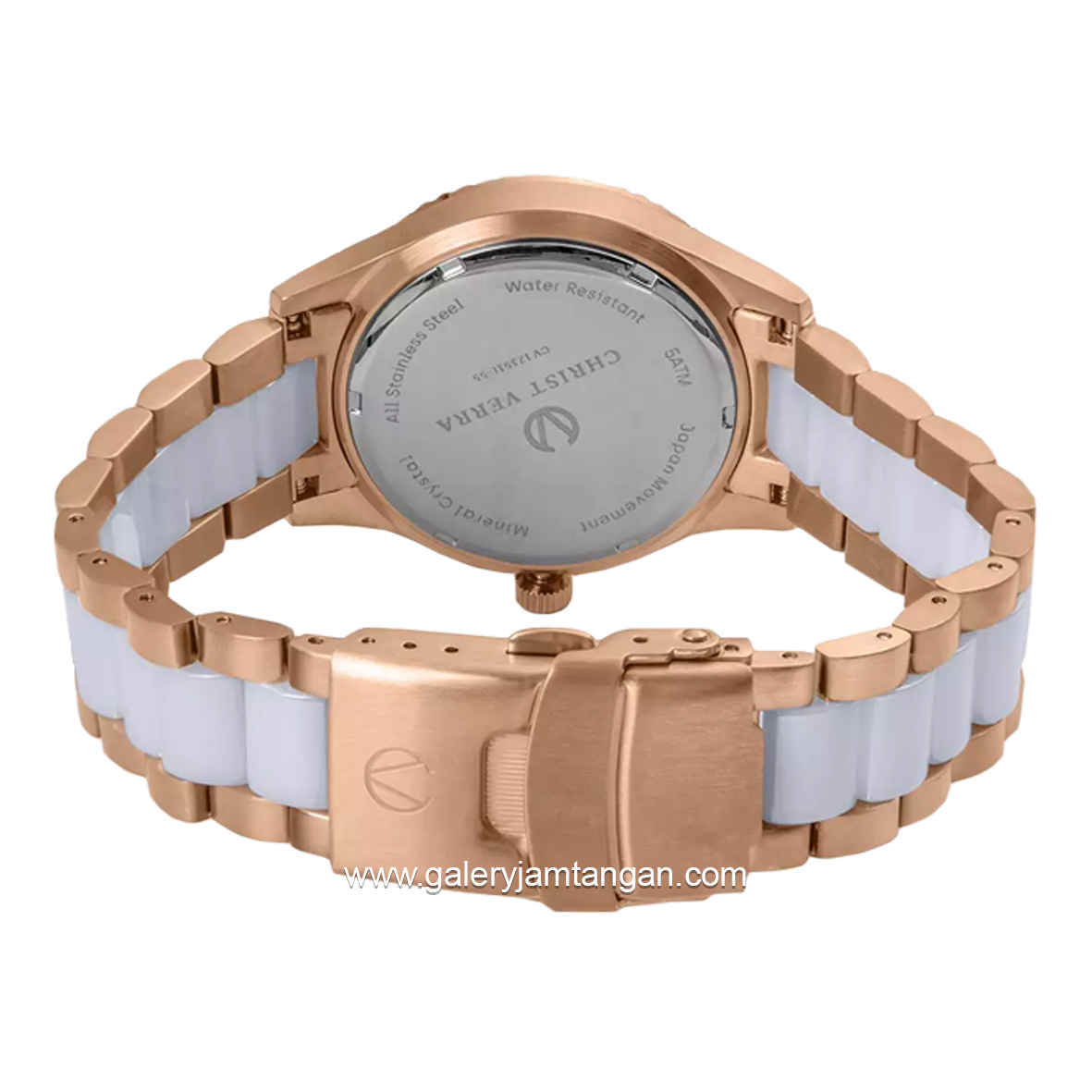 CHRIST VERRA CV 12351L-55 WHT Combination Rosegold White Stainless Steel Ceramic Strap