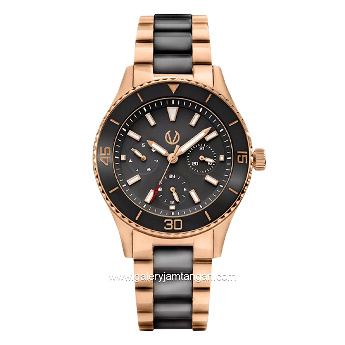 CHRIST VERRA CV 12351L-58 BLK Black Rosegold Stainless Steel Ceramic Strap