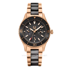 CHRIST VERRA CV 12351L-58 BLK Black Rosegold Stainless Steel Ceramic Strap