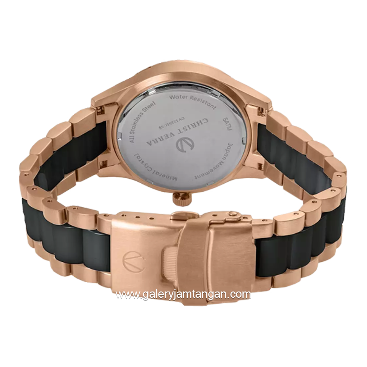 CHRIST VERRA CV 12351L-58 BLK Black Rosegold Stainless Steel Ceramic Strap