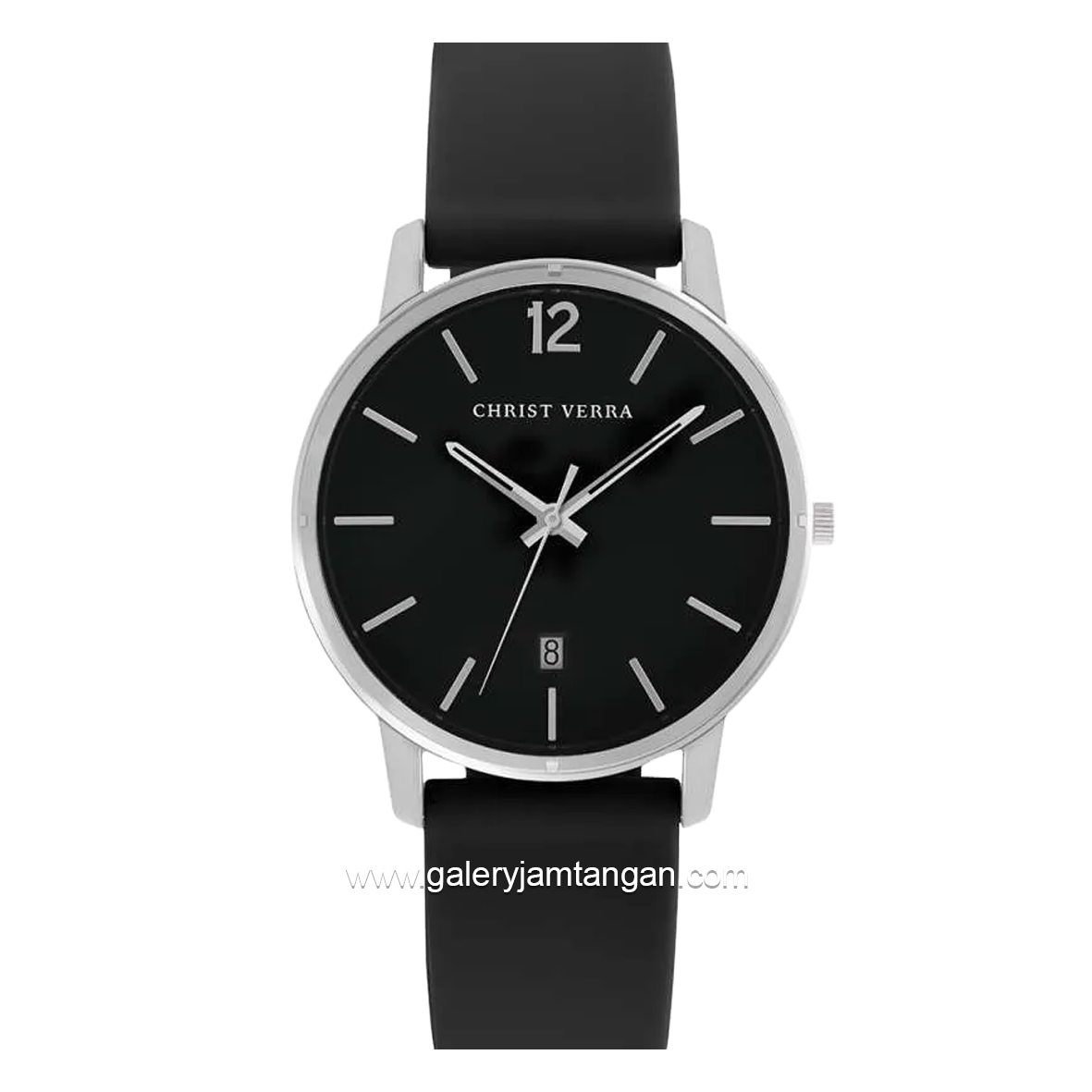 CHRIST VERRA CV 12425L-31 BLK Black Silver Silicone Strap