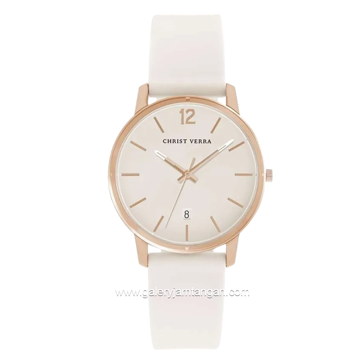 CHRIST VERRA CV 12425L-35 BEIGE Beige Rosegold Silicone Strap