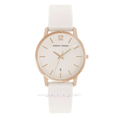 CHRIST VERRA CV 12425L-35 BEIGE Beige Rosegold Silicone Strap