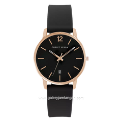 CHRIST VERRA CV 12425L-35 BLK Black Rosegold Silicone Strap