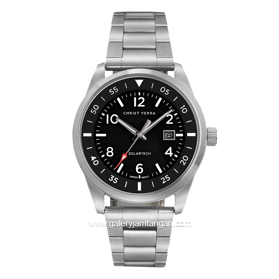 CHRIST VERRA Solar Tech CV 215483G-11 BLK Silver Stainless Steel Free Strap Canvas