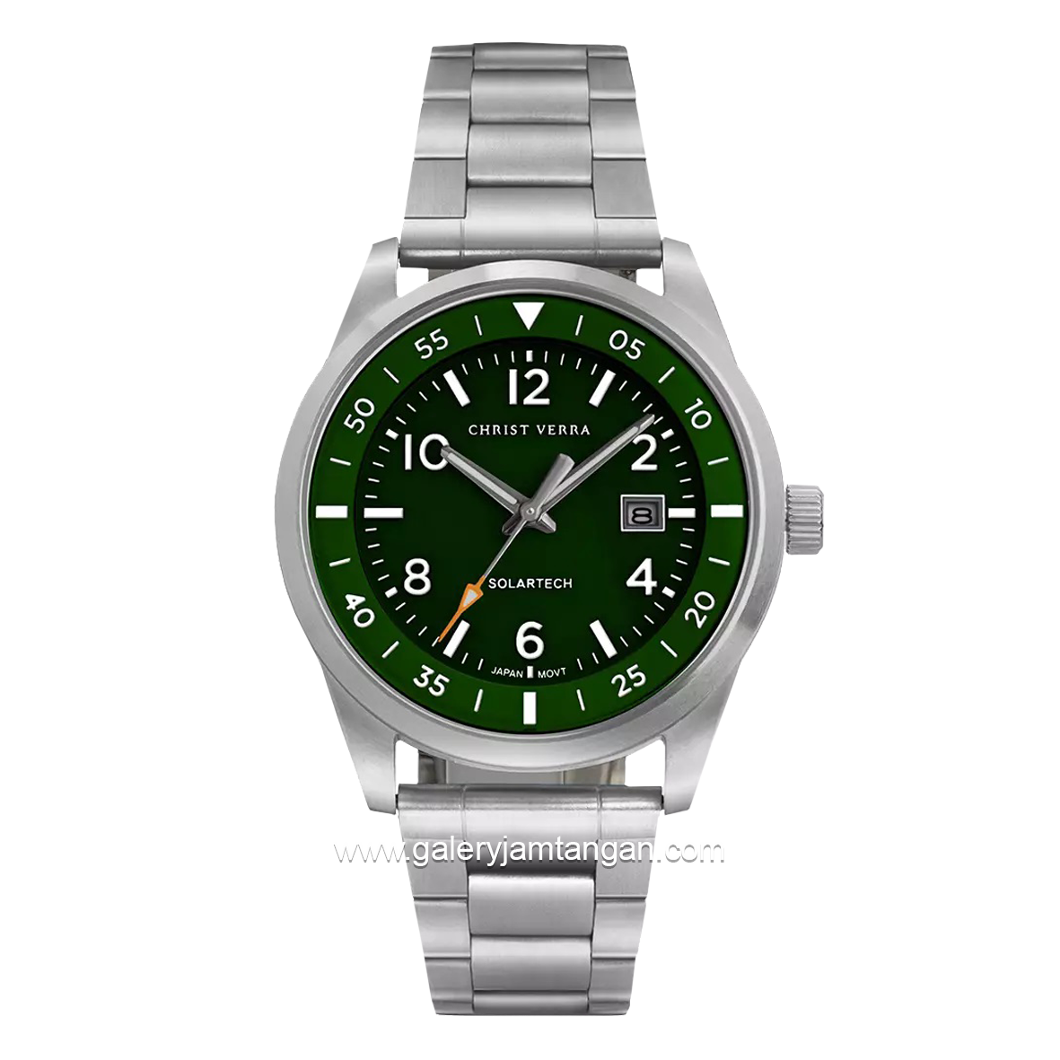 CHRIST VERRA Solar Tech CV 215483G-11 GRN Silver Stainless Steel Free Strap Canvas