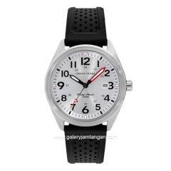 CHRIST VERRA CV 232058G-31 SLV Black SIlver Dial White Rubber Strap