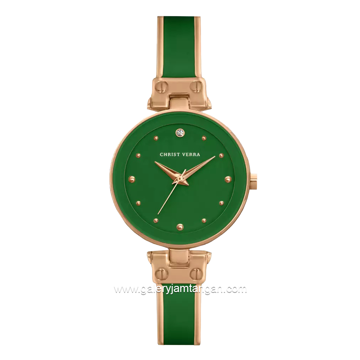 CHRIST VERRA CV 501923L-514 GRN Green Rosegold Ceramic Combinasi Stainless Steel With Silver Bracelet