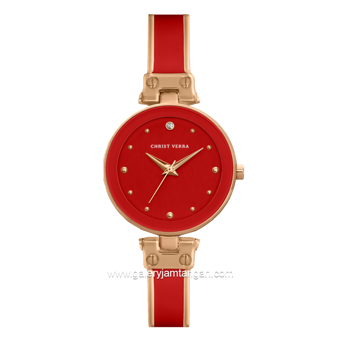 CHRIST VERRA CV 501923L-5A RED Red Rosegold Ceramic Combinasi Stainless Steel With Silver Bracelet