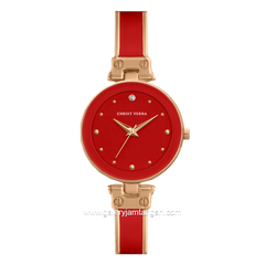 CHRIST VERRA CV 501923L-5A RED Red Rosegold Ceramic Combinasi Stainless Steel With Silver Bracelet