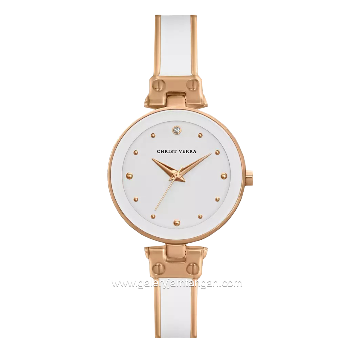 CHRIST VERRA CV 501923L-5H WHT White Rosegold Ceramic Combinasi Stainless Steel With Silver Bracelet