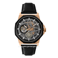 CHRIST VERRA CV 53603G-28 BLK Automatic Black Rosegold Leather Strap