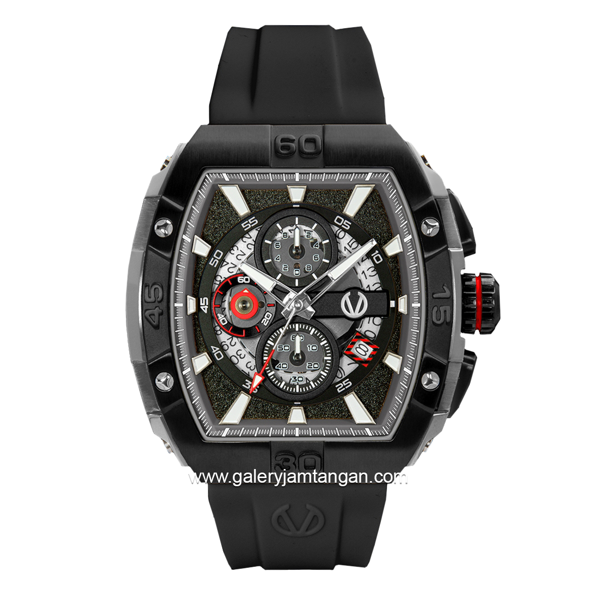 CHRIST VERRA CV 53606G-30 BLK Black List Grey Rubber Strap