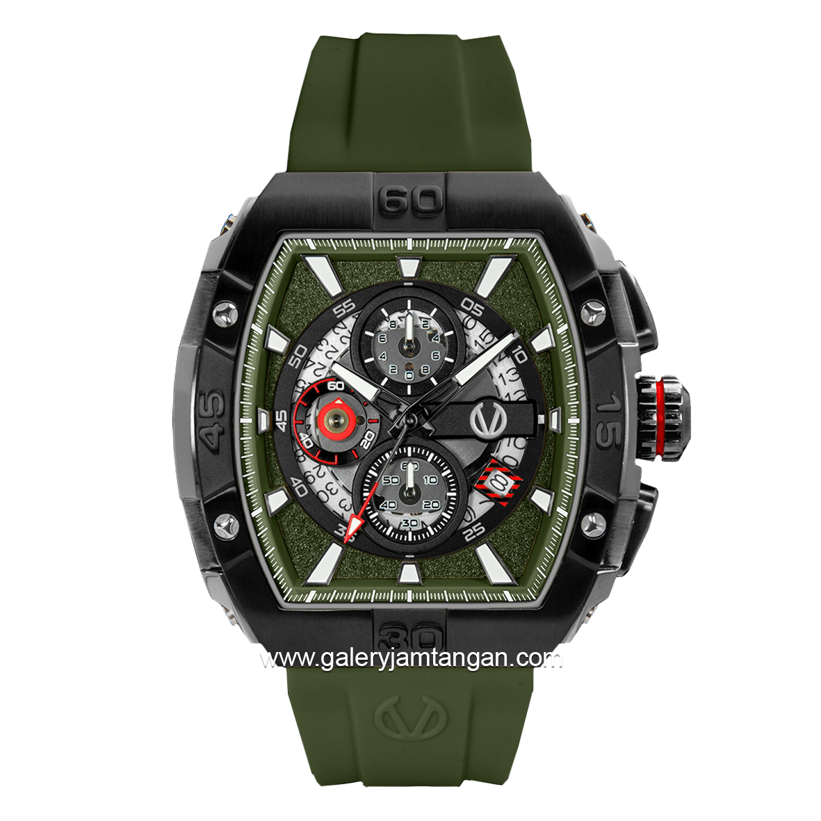 CHRIST VERRA CV 53606G-36 GRN Army Black Rubber Strap