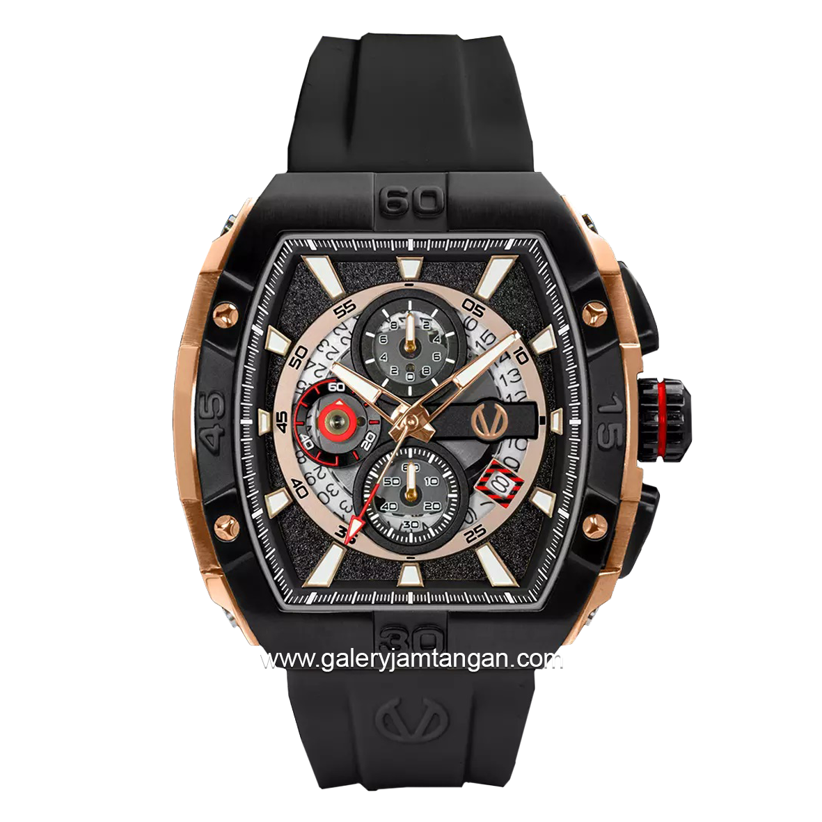 CHRIST VERRA CV 53606G-38 BLK Black Rosegold Rubber Strap