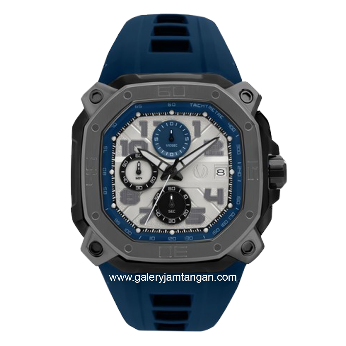 CHRIST VERRA CV 63033G-36 L-GUN/BLU Navy Dial White Rubber Strap