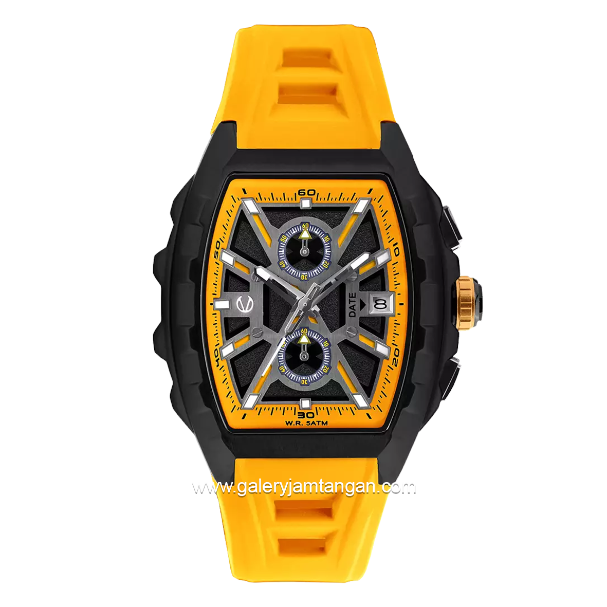CHRIST VERRA LIMITED EDITION CV63034-36 BLK/YLW Yellow Black Rubber Strap