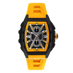 CHRIST VERRA LIMITED EDITION CV63034-36 BLK/YLW Yellow Black Rubber Strap