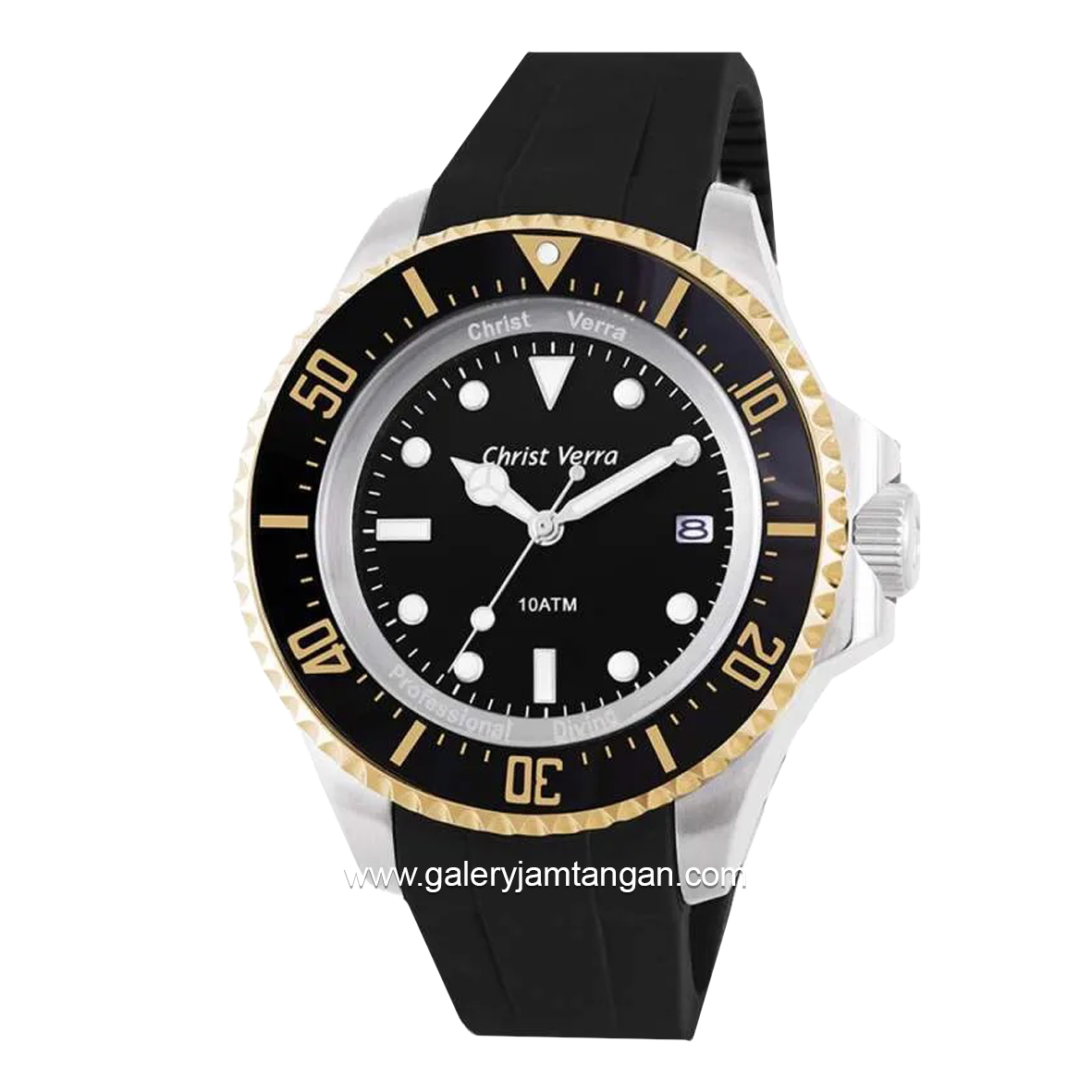 CHRIST VERRA CV 71637G-33 BLK Black Gold Rubber Strap