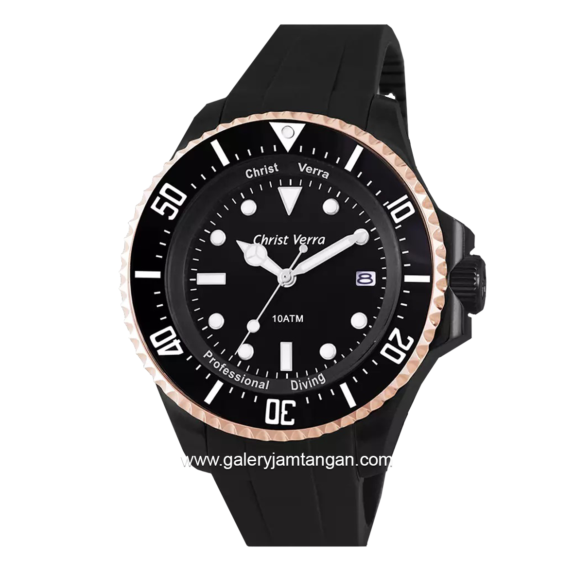 CHRIST VERRA CV 71637G-39 BLK Black Rosegold Rubber Strap
