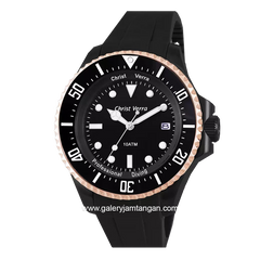 CHRIST VERRA CV 71637G-39 BLK Black Rosegold Rubber Strap