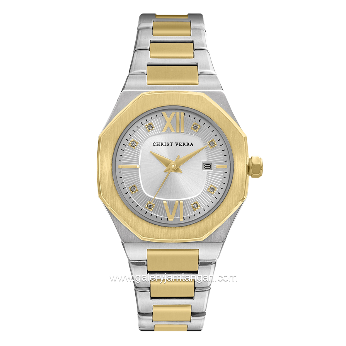 CHRIST VERRA Women's Watch CV 917874L-13 SLV Silver Gold Dial Wite Stainless Steel