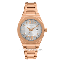 CHRIST VERRA WOmen's Watch CV 917874L-15 SLV Rosegold Dial White Stainless Steel