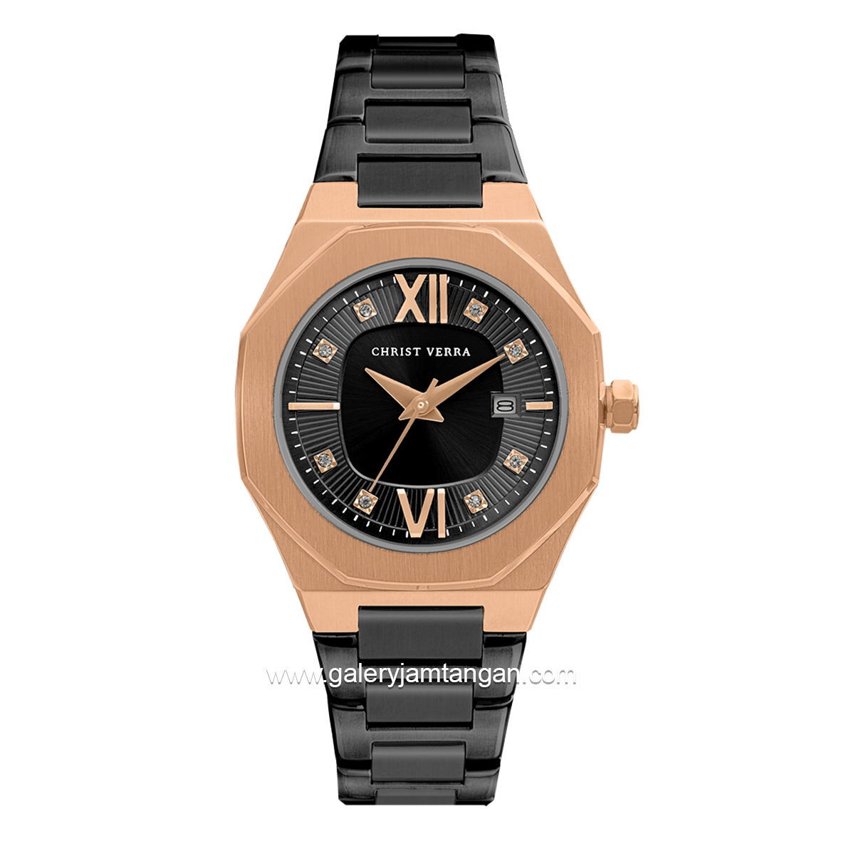 CHRIST VERRA Women's Watch CV 917874L-18 BLK Black Rosegold Stainless Steel