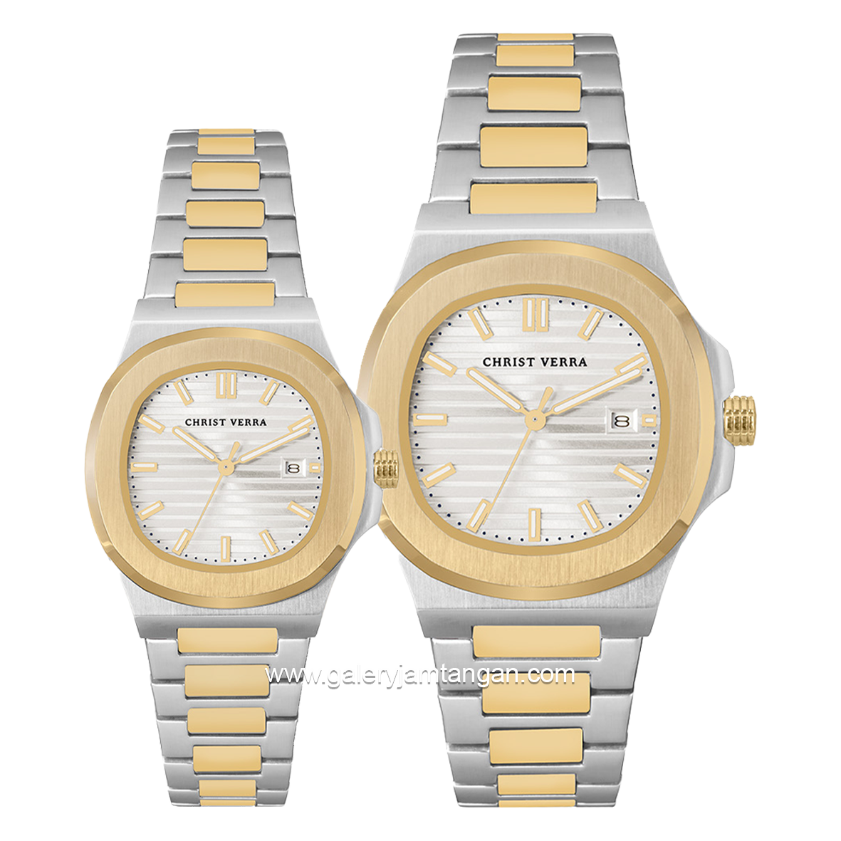 CHRIST VERRA COPPIA CV 921548G-13 SLV & CV 921548L-13 SLV Couple Silver Gold Stainless Steel