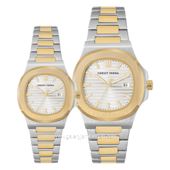 CHRIST VERRA COPPIA CV 921548G-13 SLV & CV 921548L-13 SLV Couple Silver Gold Stainless Steel