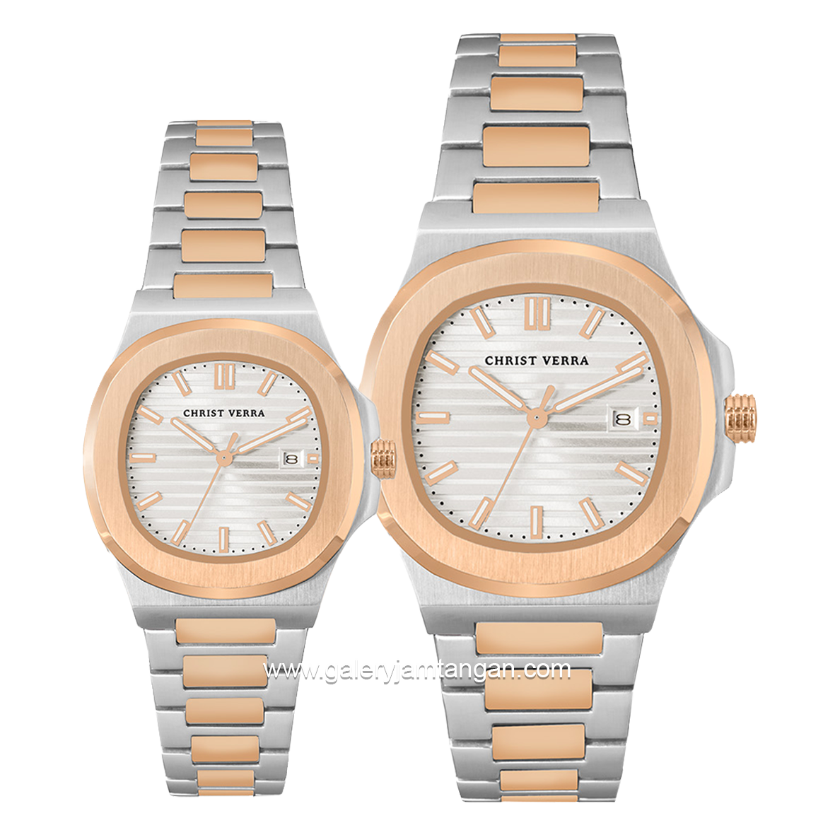 CHRIST VERRA COPPIA CV 921548G-14 SLV & CV 921548L-14 SLV Couple Silver Gold Stainless Steel