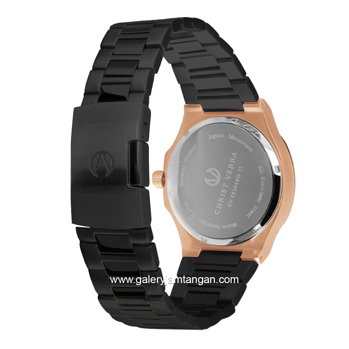 CHRIST VERRA COPPIA CV 921548G-18 BLK & CV 921548L-18 BLK Couple Black Rosegold Stainless Steel