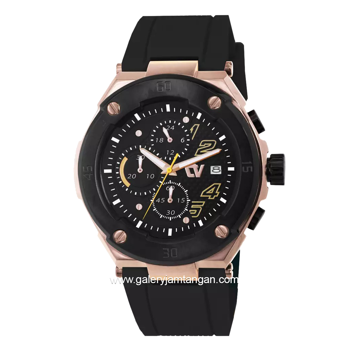 CHRIST VERRA CV C10508G-38 BLK Black Rose Gold Rubber strap