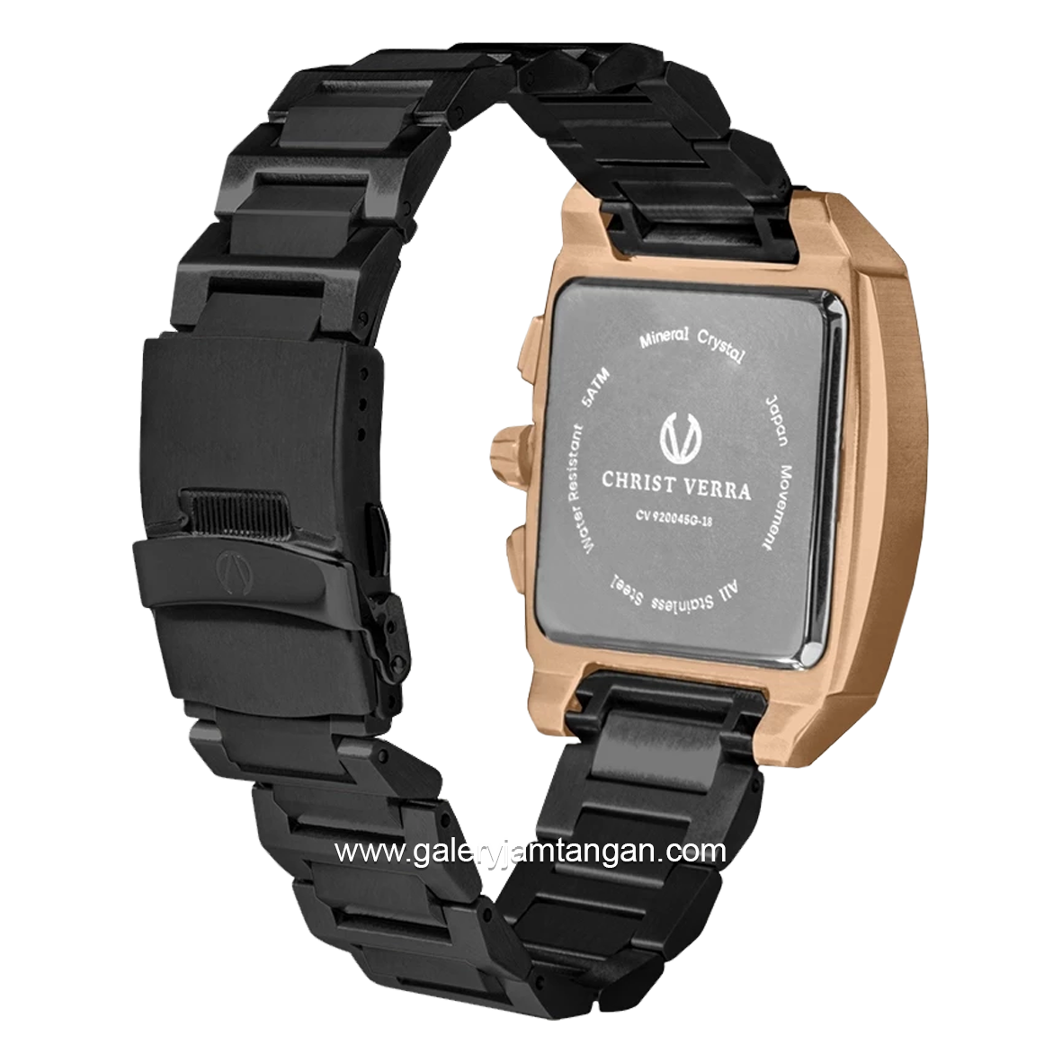 CHRIST VERRA CV 920045G-18 BLK Black Rose Gold Stainless Steel