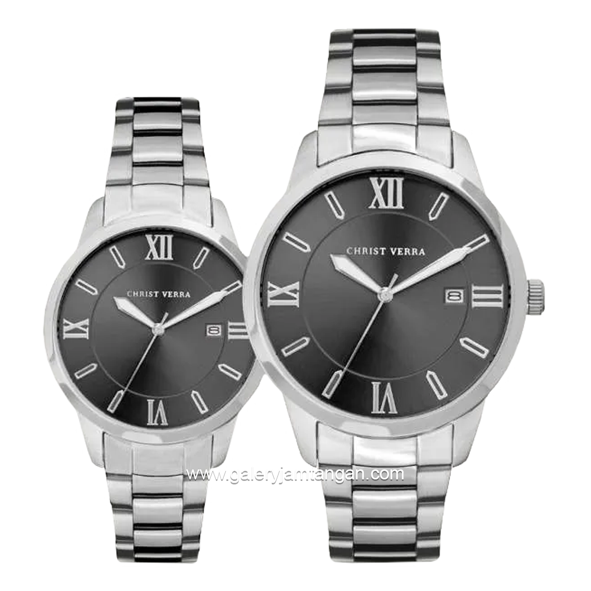 CHRIST VERRA CV 10639G-11 BLK & 10639L-11 BLK Silver Dial Black Stainless Steel