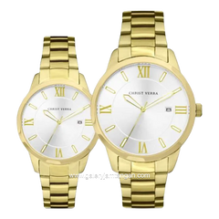 CHRIST VERRA CV 10639G-12 SLV & CV 10639L-12 SLV Gold Dial White Stainless Steel