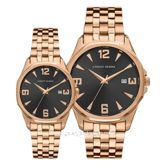 CHRIST VERRA CHRIST VERRA CV 10641G-15 BLK & CV 10641L- 15 BLK Rosegold Dial Black Stainless Steel