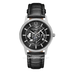 CHRIST VERRA CLASSIC MEMOIR CV 12452G-21 BLK & CV 12452L-21 BLK Couple Black Silver Leather Strap