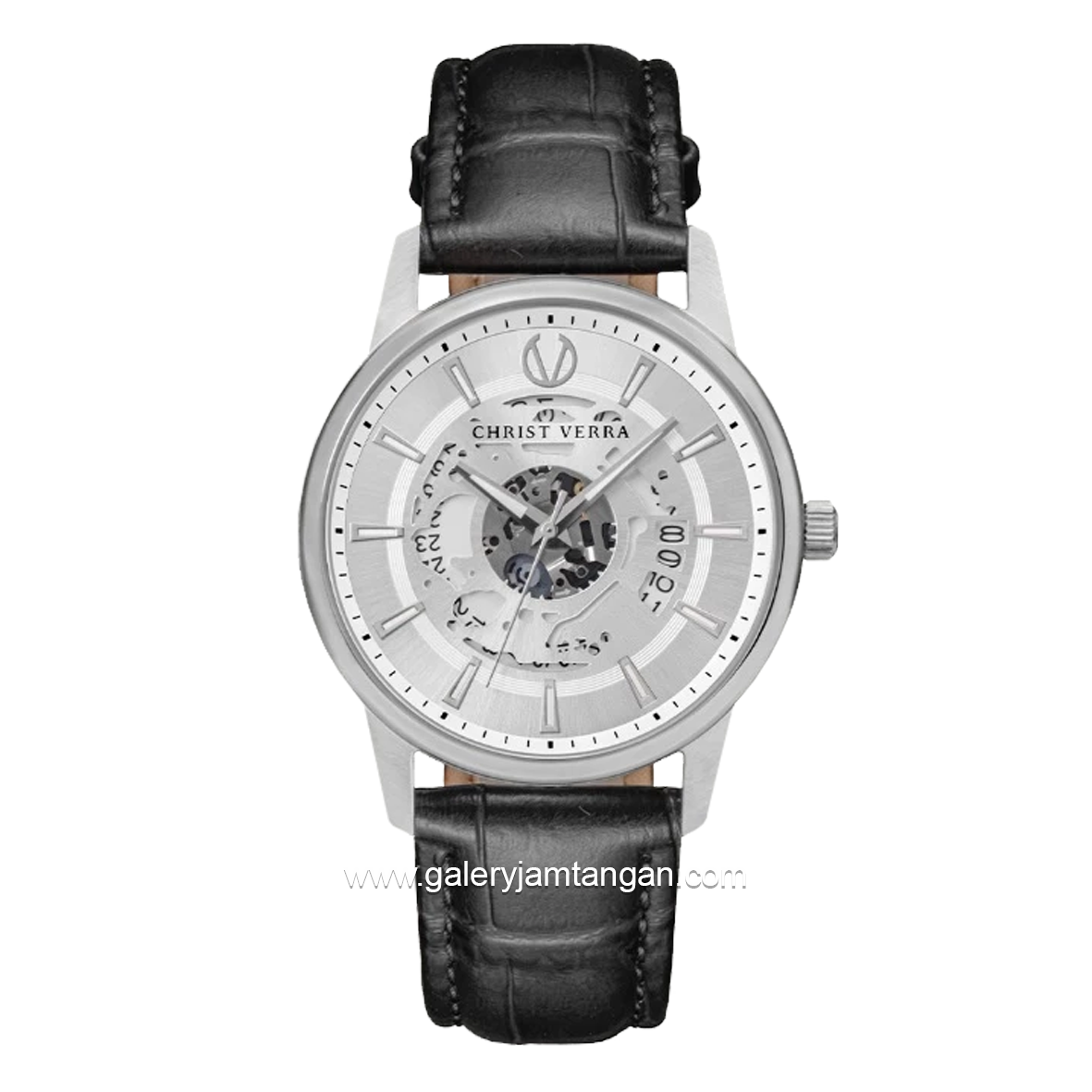 CHRIST VERRA CLASSIC MEMOIR CV 12452G-21 SLV & CV 12452L-21 SLV Couple Black Silver Leather Strap