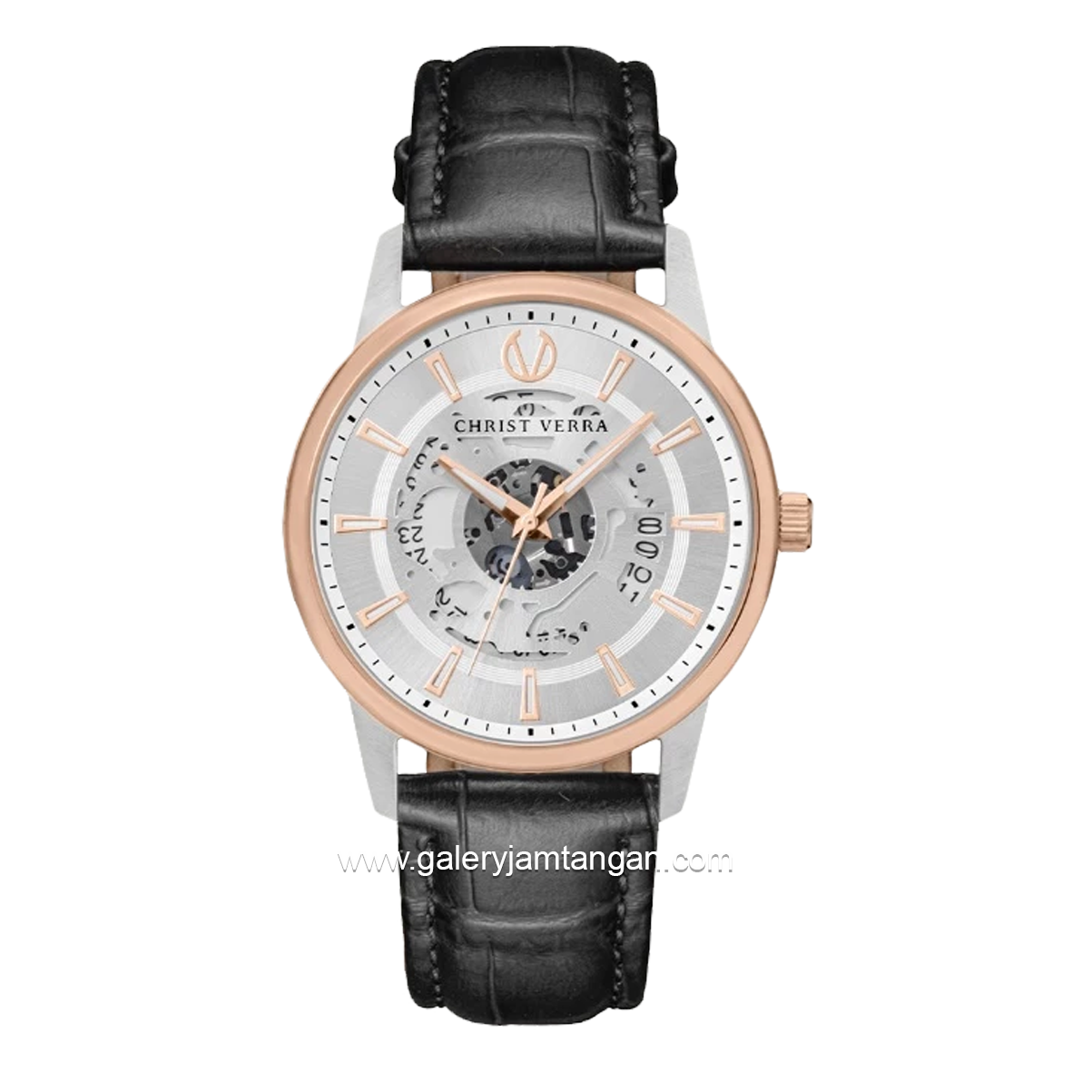 CHRIST VERRA CLASSIC MEMOIR CV 12452G-24 SLV & CV 12452L-24 SLV Couple Black Dial Silver Leather Strap