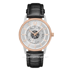CHRIST VERRA CLASSIC MEMOIR CV 12452G-24 SLV & CV 12452L-24 SLV Couple Black Dial Silver Leather Strap