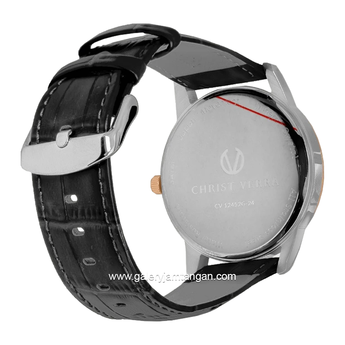 CHRIST VERRA CLASSIC MEMOIR CV 12452G-24 SLV & CV 12452L-24 SLV Couple Black Dial Silver Leather Strap