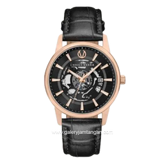 CHRIST VERRA CLASSIC MEMOIR CV 12452G-25 BLK & CV 12452L-25 BLK Couple Black Silver Leather Strap