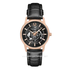 CHRIST VERRA CLASSIC MEMOIR CV 12452G-25 BLK & CV 12452L-25 BLK Couple Black Silver Leather Strap