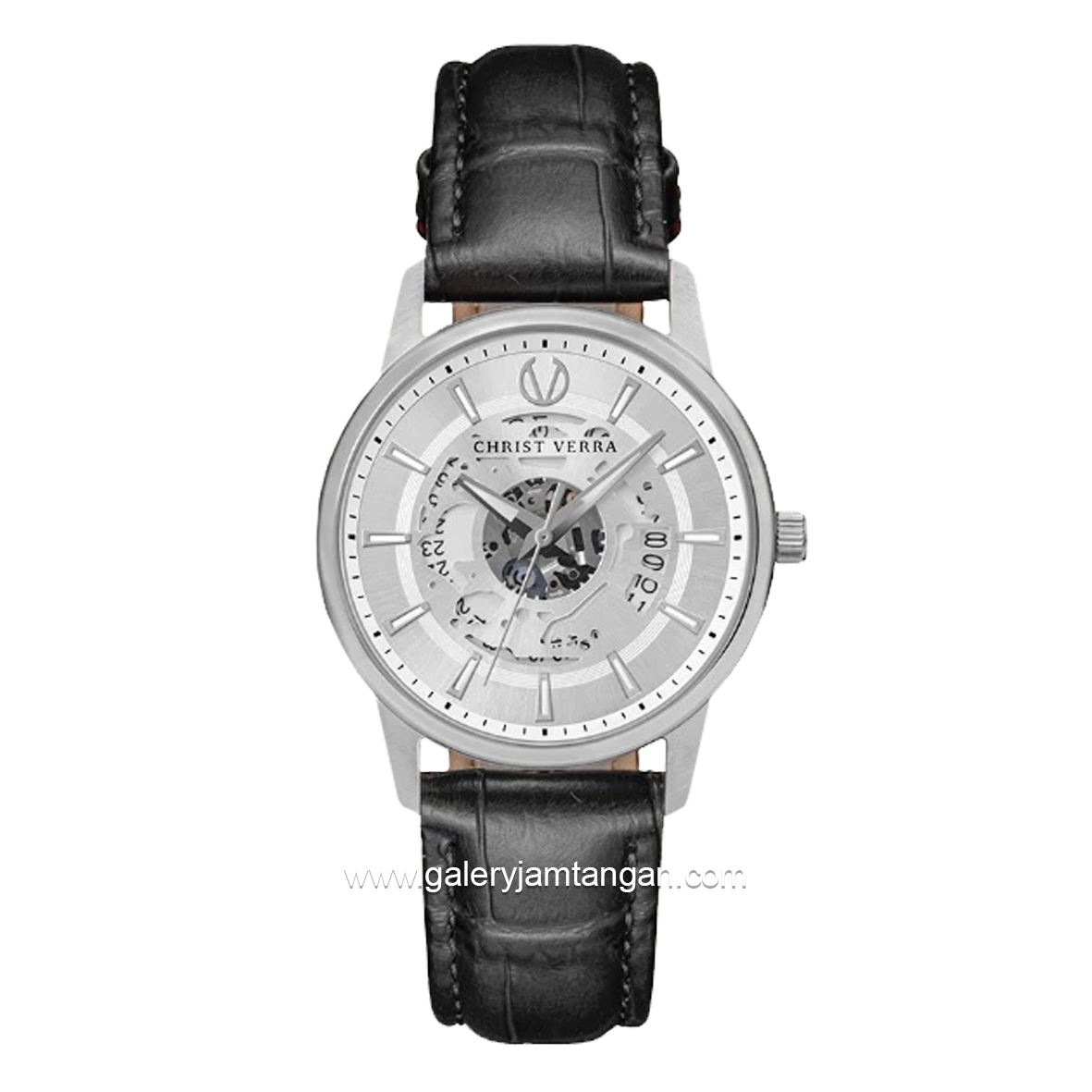 CHRIST VERRA CLASSIC MEMOIR CV 12452G-21 SLV & CV 12452L-21 SLV Couple Black Silver Leather Strap