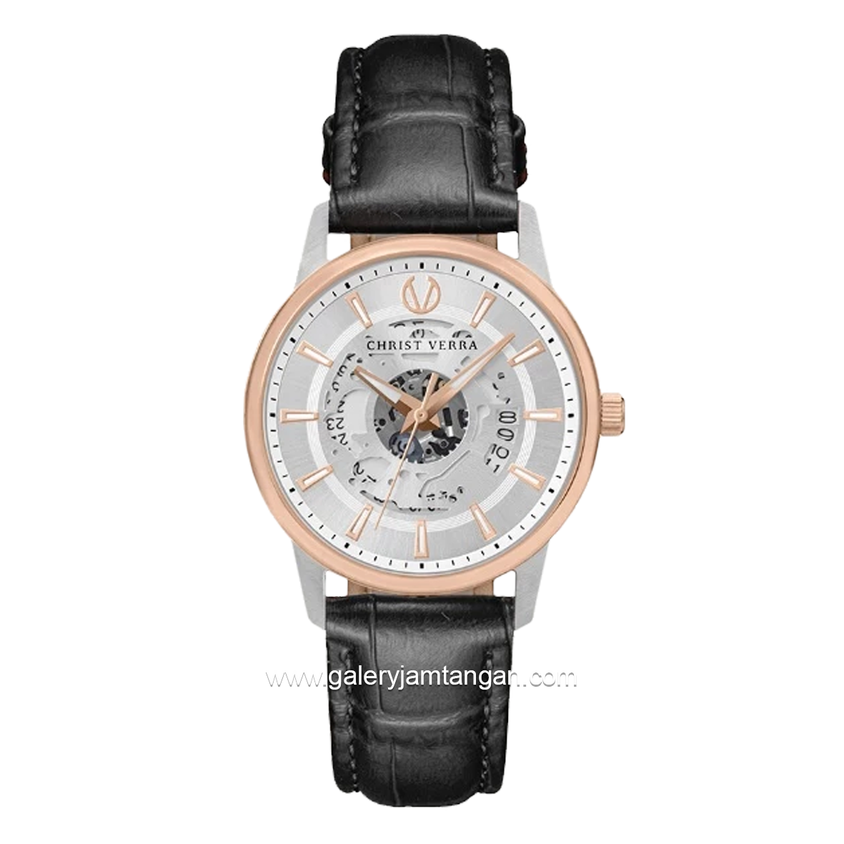 CHRIST VERRA CLASSIC MEMOIR CV 12452G-24 SLV & CV 12452L-24 SLV Couple Black Dial Silver Leather Strap