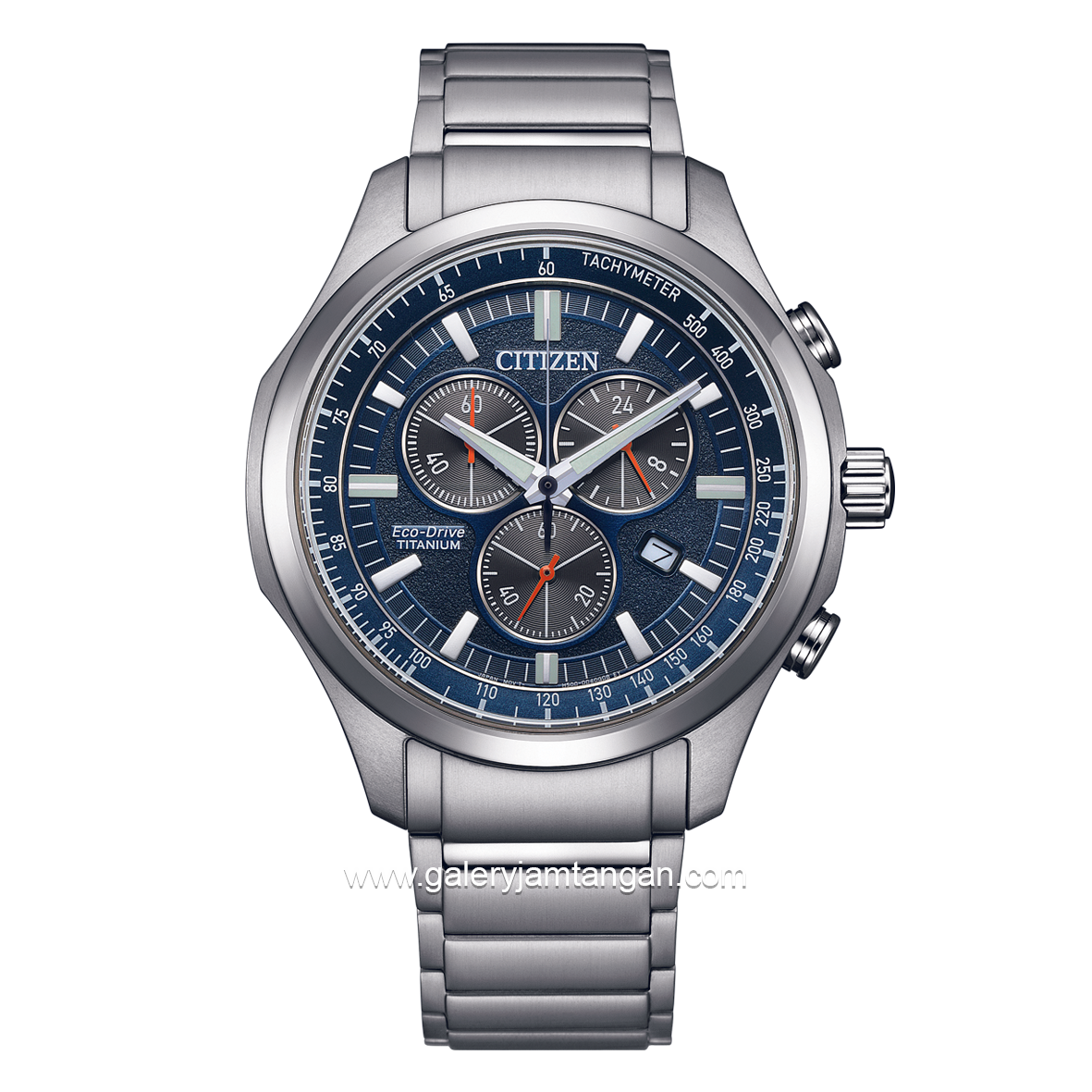 CITIZEN ECO DRIVE AT2530-85L Chronograph Silver Dial Blue Titanium Strap